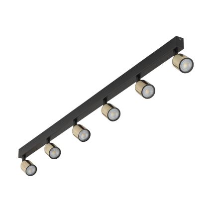 LED spot gaismeklis TOP 6xGU10/10W/230V melns/zelts