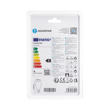 LED spuldze A60 E27/6W/230V 330° 2700K - Aigostar
