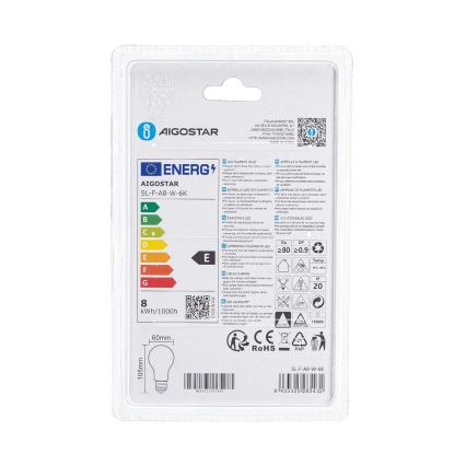 LED spuldze A60 E27/8W/230V 330° 6500K - Aigostar