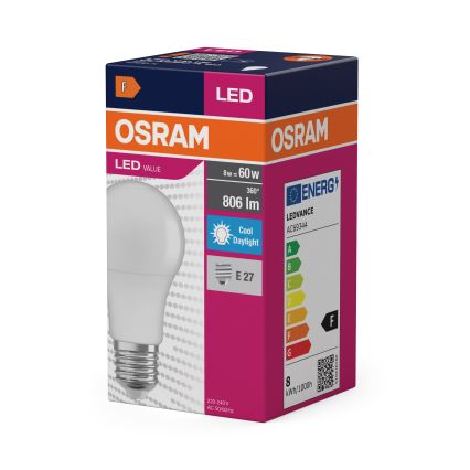 LED spuldze A60 E27/8W/230V 6500K - Osram