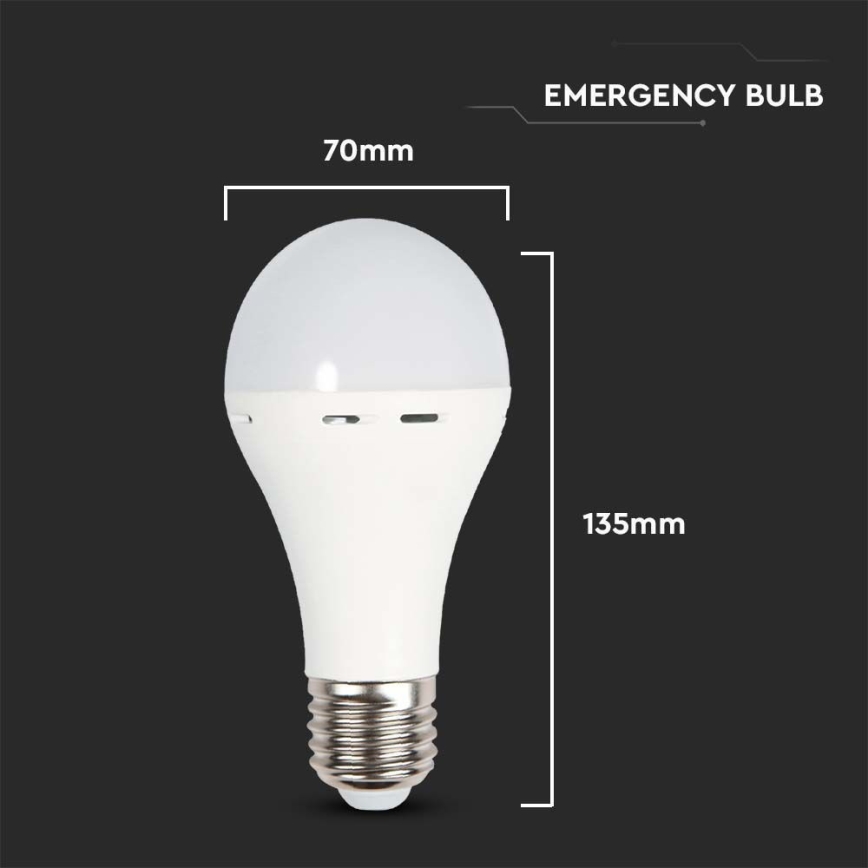 LED Spuldze ar avārijas režīmu A70 E27/9W/230V 4000K
