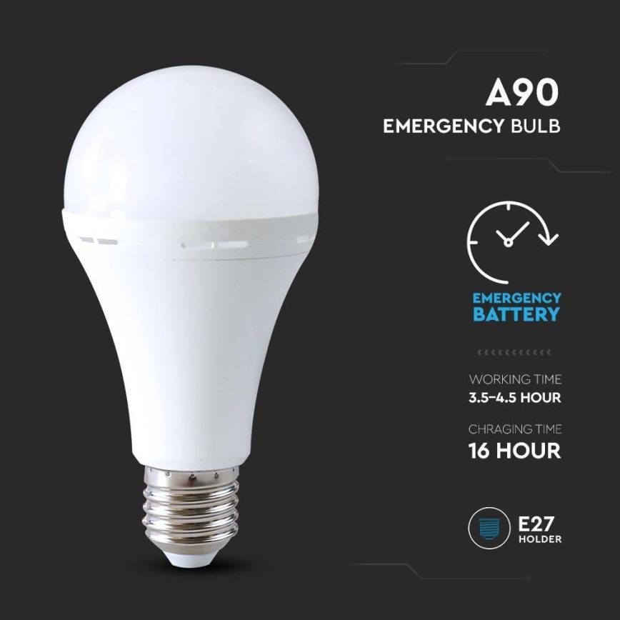 LED Spuldze ar avārijas režīmu A90 E27/15W/230V 4000K