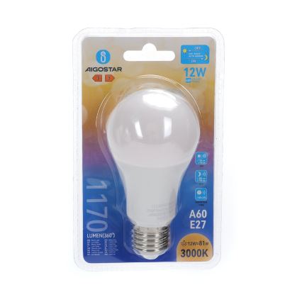 LED Spuldze ar krēslas sensoru A60 E27/12W/230V 3000K - Aigostar