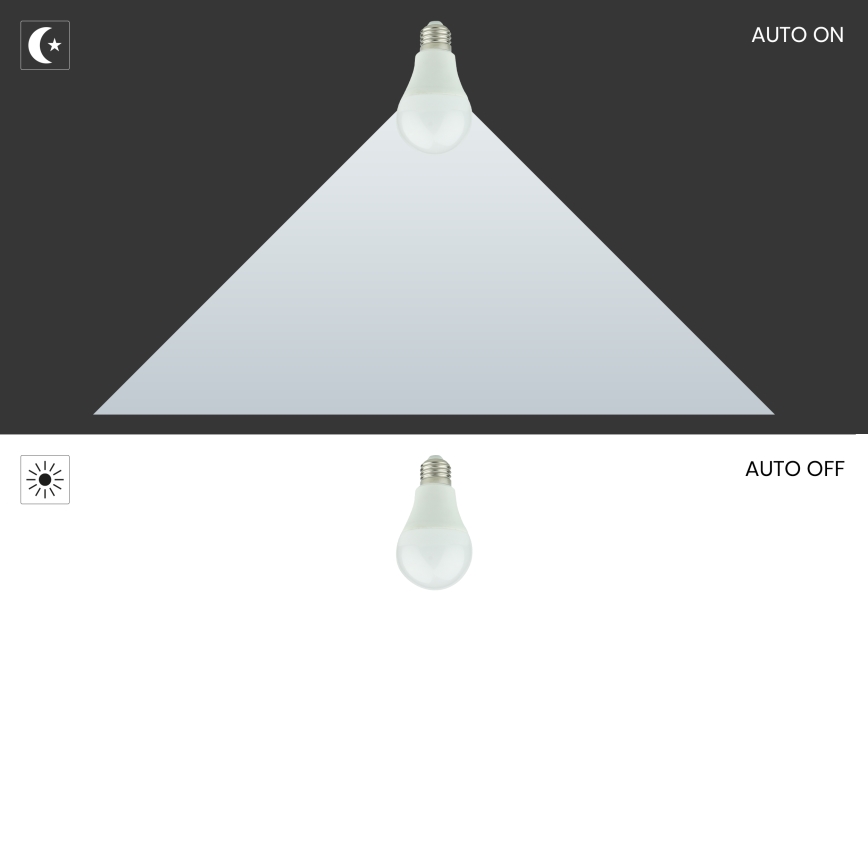 LED Spuldze ar krēslas sensoru A60 E27/9W/230V 3000K