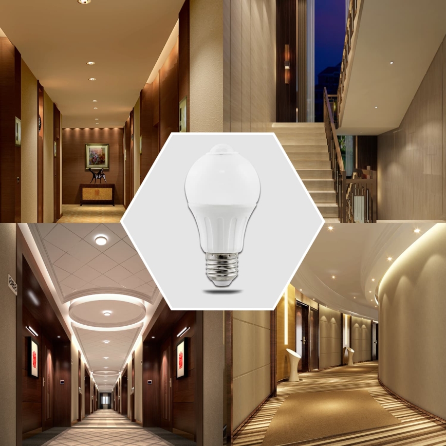 LED spuldze ar kustības un krēslas sensoru A60 E27/6W/230V 3000K - Aigostar