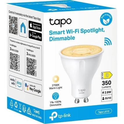LED spuldze ar regulējamu spilgtumu GU10/2,9W/230V 2700K Wi-Fi - TP-Link