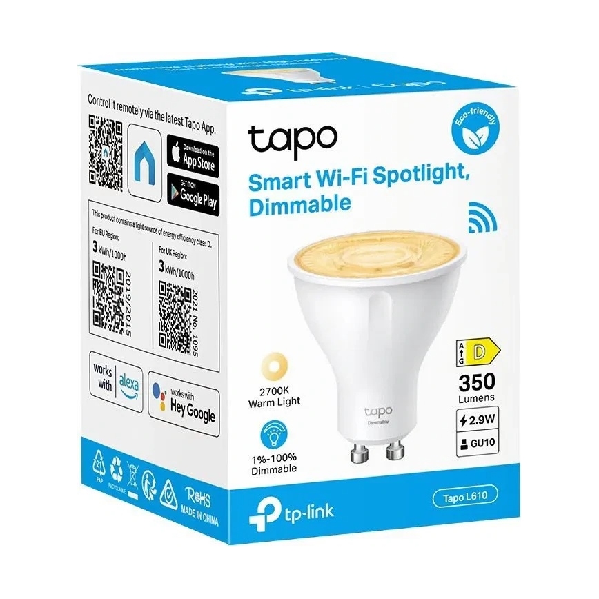 LED spuldze ar regulējamu spilgtumu GU10/2,9W/230V 2700K Wi-Fi - TP-Link