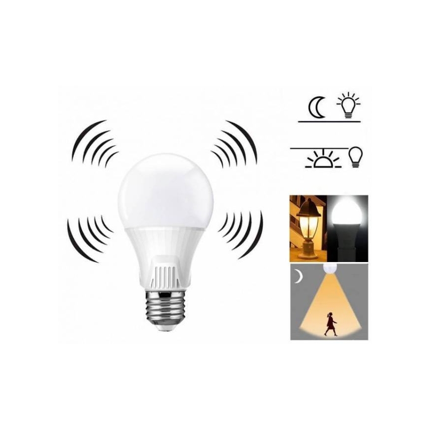 LED Spuldze ar sensoru E27/9W/230V 6500K