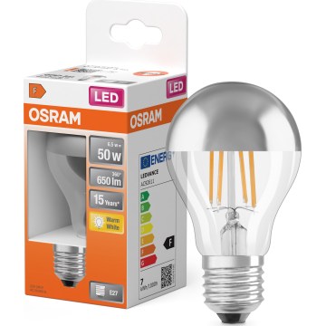 LED spuldze ar spoguļotu augšdaļu FILAMENT E27/6,5W/230V 2700K sudraba- Osram
