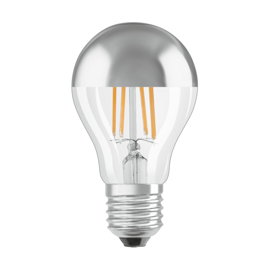 LED spuldze ar spoguļotu augšdaļu FILAMENT E27/6,5W/230V 2700K sudraba- Osram