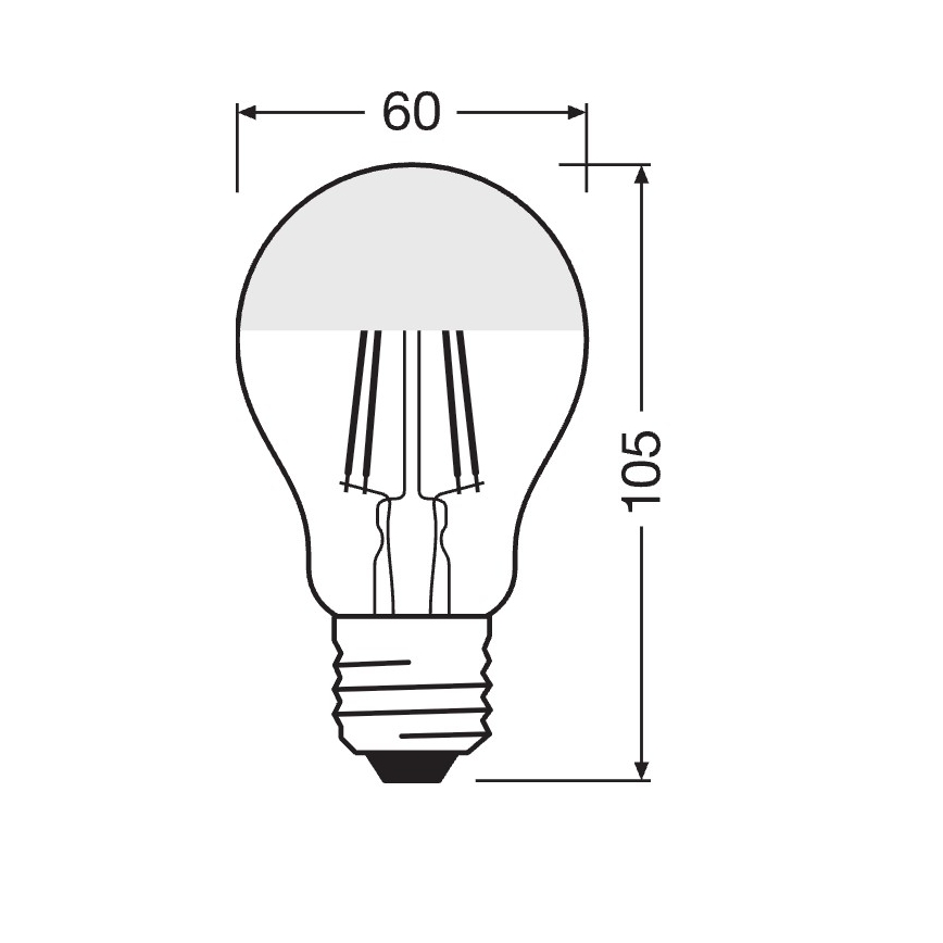 LED spuldze ar spoguļotu augšdaļu FILAMENT E27/6,5W/230V 2700K sudraba- Osram