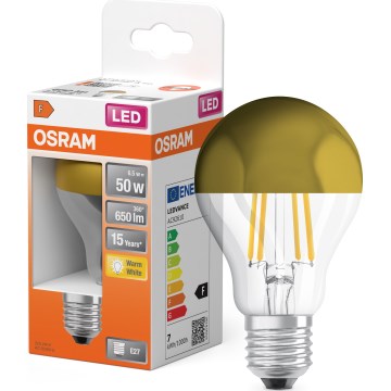 LED spuldze ar spoguļotu virsmu FILAMENT E27/6,5W/230V 2700K zelta - Osram