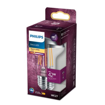 LED Spuldze ar spoguļveida sfērisku apvalku Philips DECO E27/4W/230V 2700K