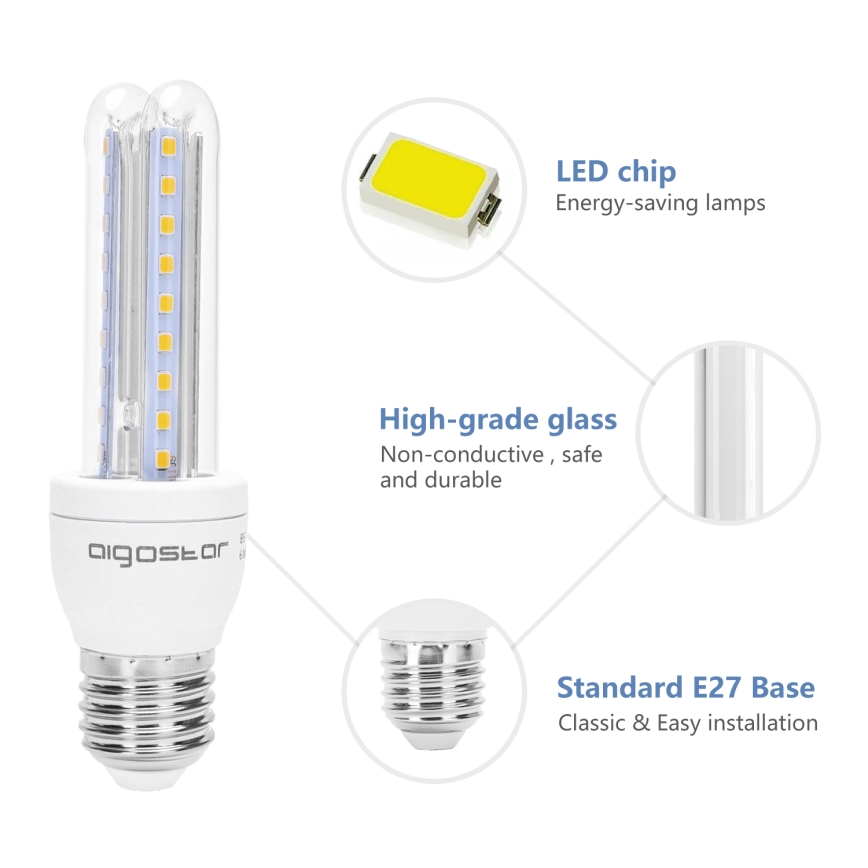 LED Spuldze B5 E27/8W/230V 3000K - Aigostar