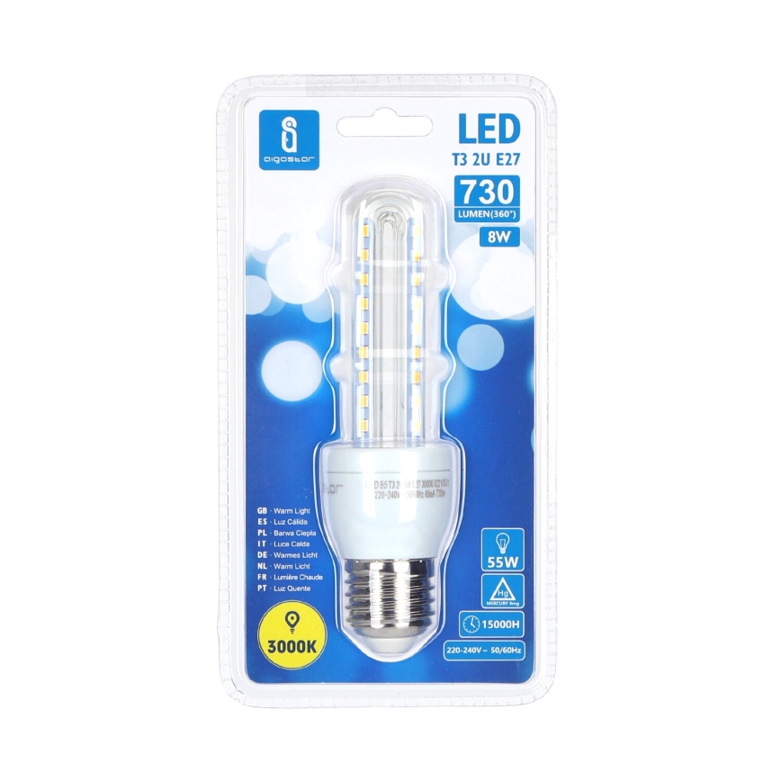 LED Spuldze B5 E27/8W/230V 3000K - Aigostar