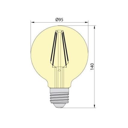 LED Spuldze CLASIC AMBER G95 E27/8W/230V 2200K – Brilagi