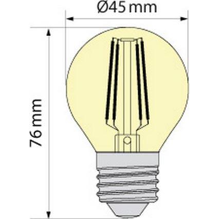 LED spuldze CLASSIC AMBER G45 E27/6,5W/230V 2200K - Brilagi