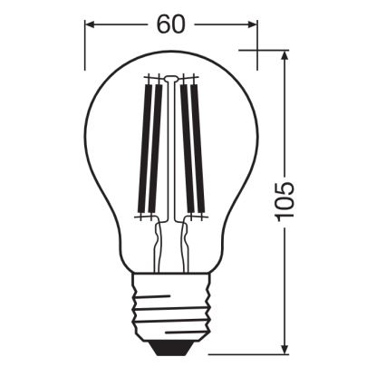 LED spuldze CLASSIC FILAMENT A60 E27/11W/230V 2700K - Ledvance