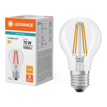 LED spuldze CLASSIC FILAMENT A60 E27/7,5W/230V 2700K - Ledvance