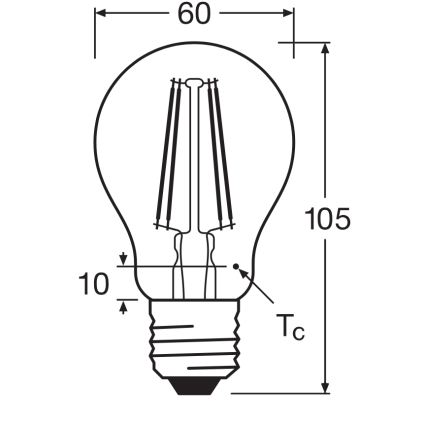 LED spuldze CLASSIC FILAMENT A60 E27/7,5W/230V 2700K - Ledvance