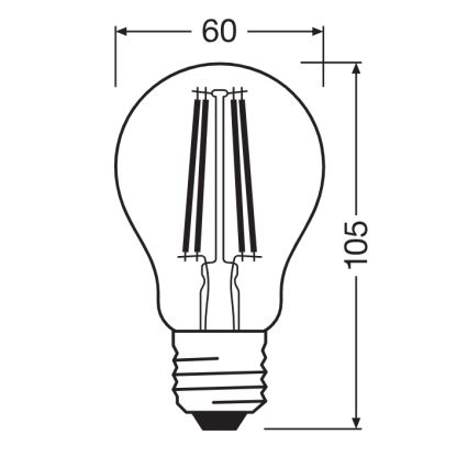 LED spuldze CLASSIC FILAMENT A60 E27/7W/230V 2700K - Ledvance
