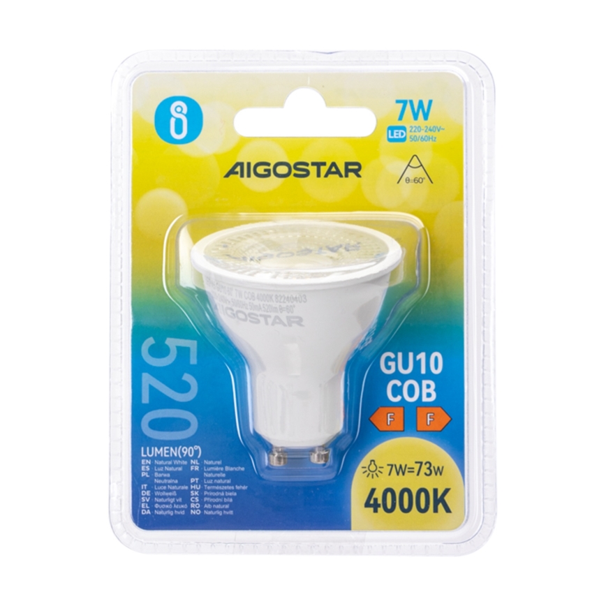 LED spuldze COB GU10/7W/230V 4000K - Aigostar