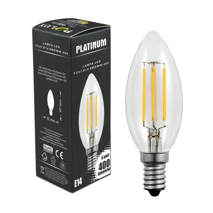 LED Spuldze C37 E14/4W/230V 3000K