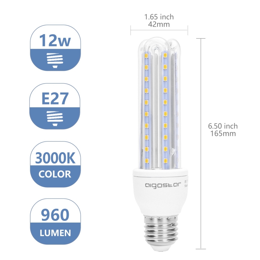 LED Spuldze E27/12W/230V 3000K - Aigostar