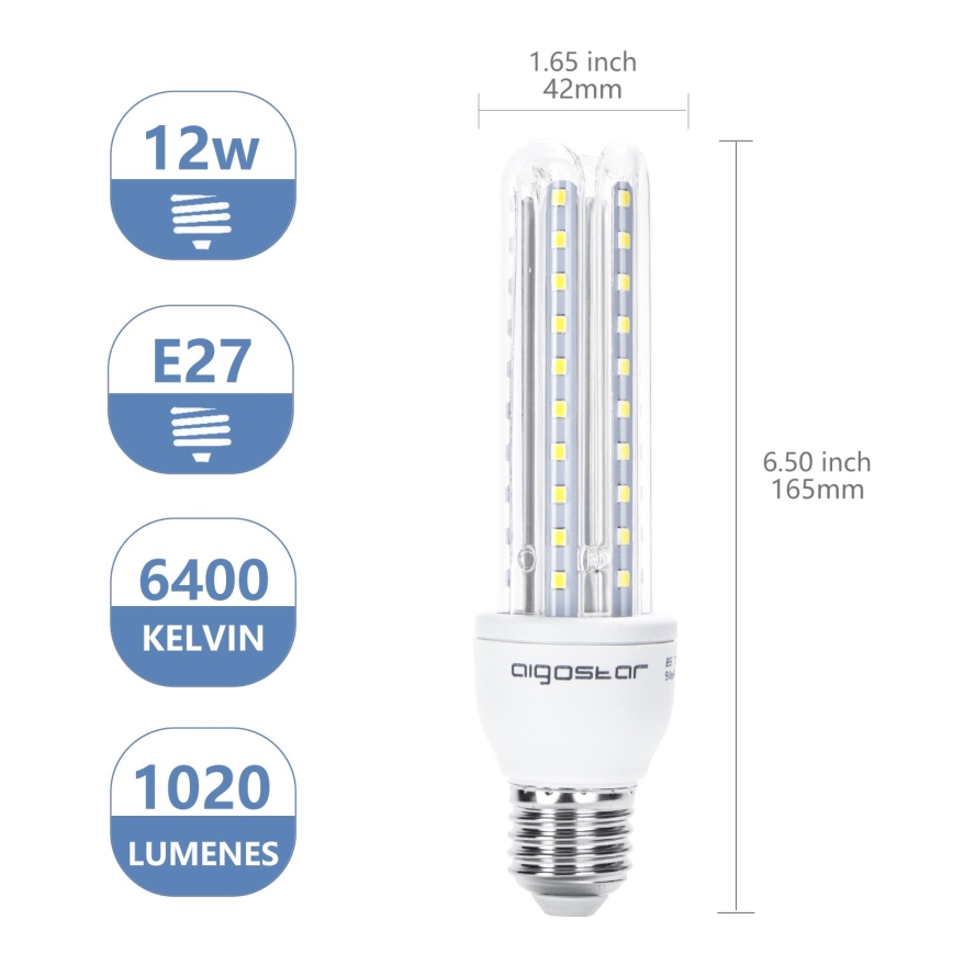 LED Spuldze E27/12W/230V 6500K - Aigostar