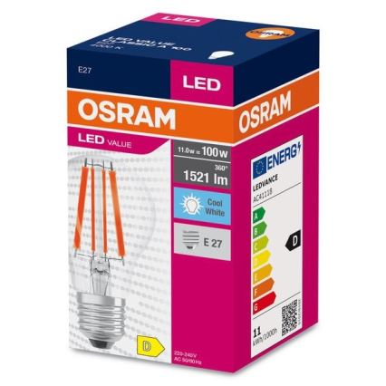 LED Spuldze FILAMENT A100 E27/11W/230V 4000K - Osram