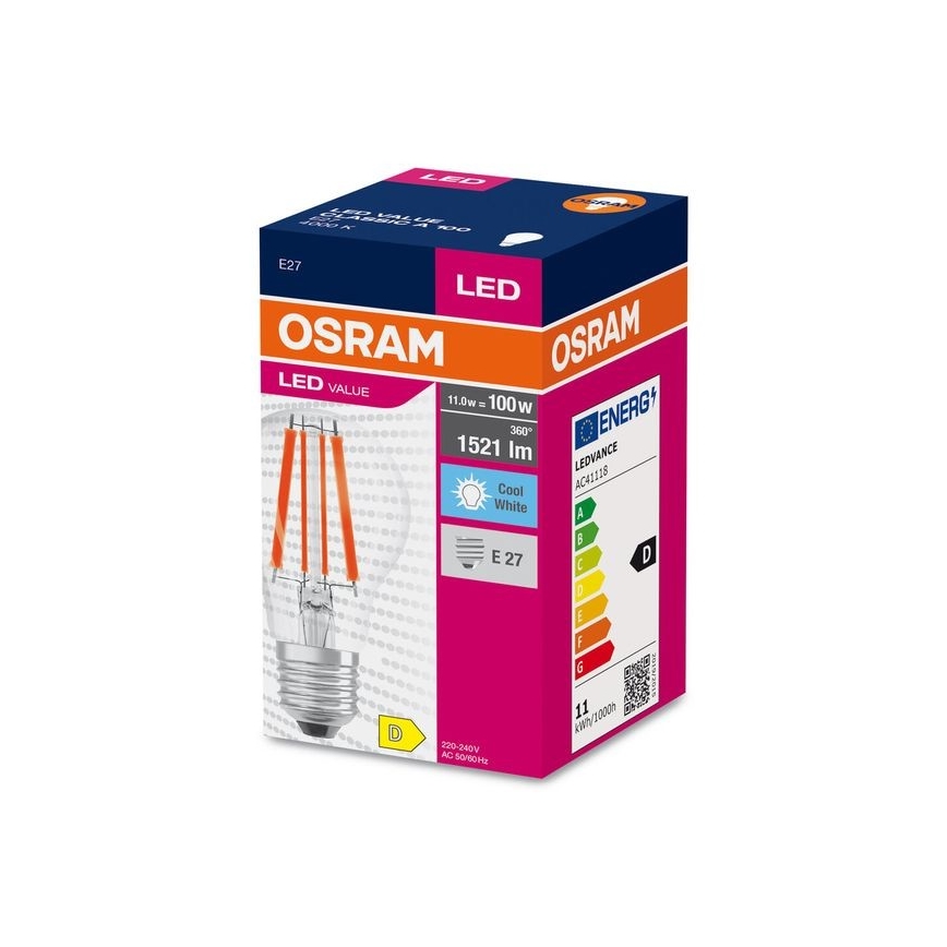 LED Spuldze FILAMENT A100 E27/11W/230V 4000K - Osram