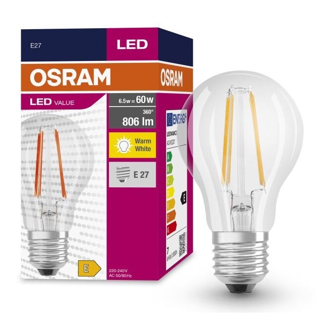 LED Spuldze FILAMENT A60 E27/6,5W/230V 2700K - Osram