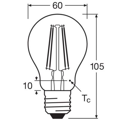 LED Spuldze FILAMENT A60 E27/6,5W/230V 2700K - Osram