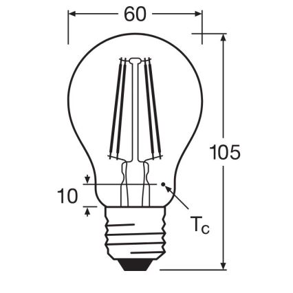 LED Spuldze FILAMENT A60 E27/6,5W/230V 4000K - Osram