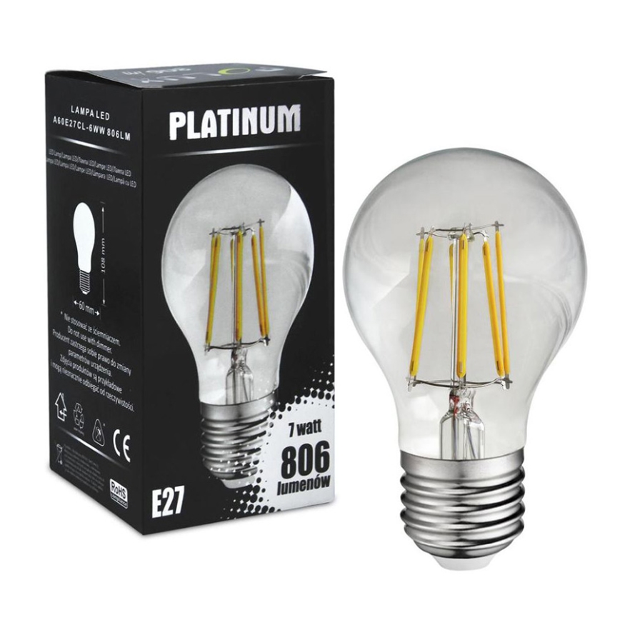 LED Spuldze FILAMENT A60 E27/7W/230V 3000K
