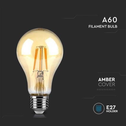 LED Spuldze FILAMENT AMBER A67 E27/10W/230V 2200K