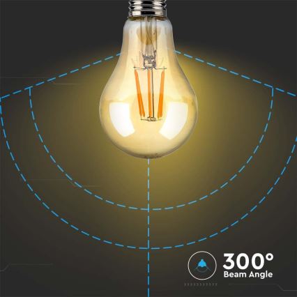 LED Spuldze FILAMENT AMBER A67 E27/10W/230V 2200K