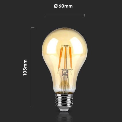 LED Spuldze FILAMENT AMBER A67 E27/10W/230V 2200K