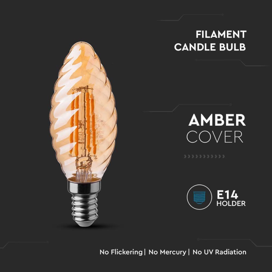 LED Spuldze FILAMENT AMBER E14/4W/230V 2200K
