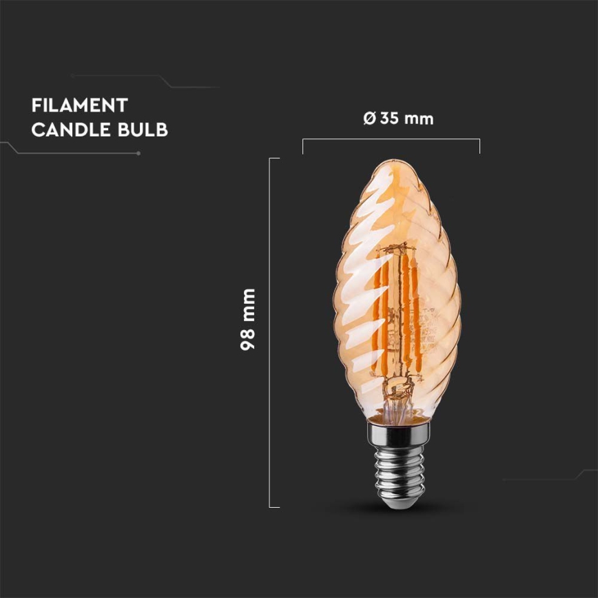 LED Spuldze FILAMENT AMBER E14/4W/230V 2200K