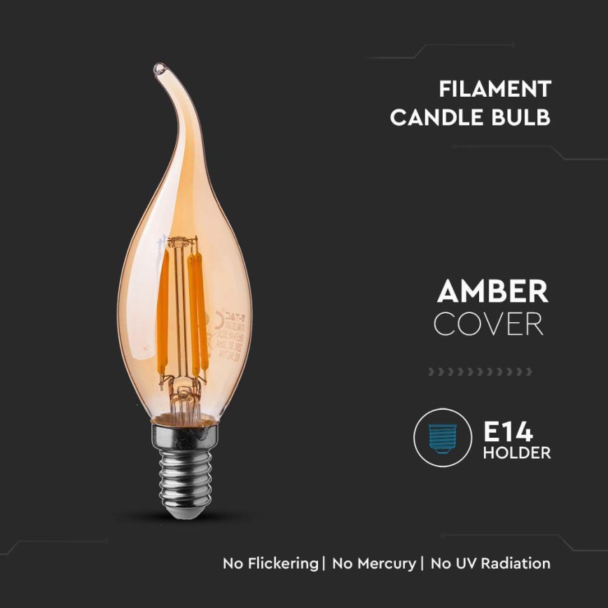 LED Spuldze FILAMENT AMBER E14/4W/230V 2200K
