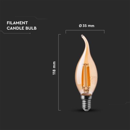 LED Spuldze FILAMENT AMBER E14/4W/230V 2200K