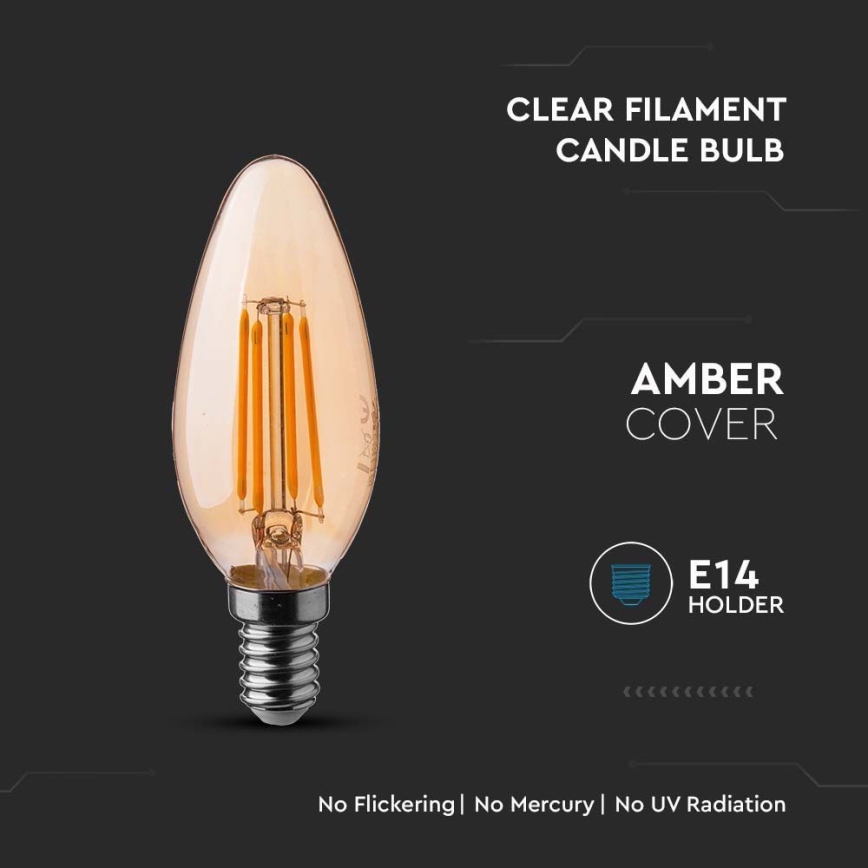 LED Spuldze FILAMENT AMBER E14/4W/230V 2200K