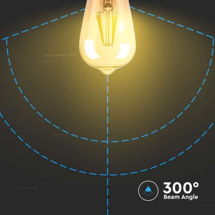 LED Spuldze FILAMENT AMBER ST64 E27/8W/230V 2200K