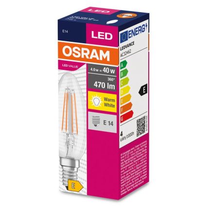 LED Spuldze FILAMENT B40 E14/4W/230V 2700K - Osram