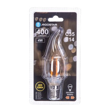 LED Spuldze FILAMENT C35 E14/4W/230V 2200K - Aigostar