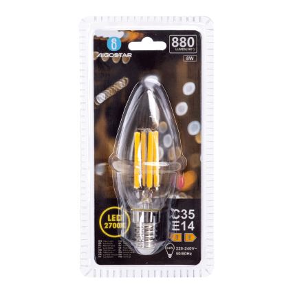 LED spuldze FILAMENT C35 E14/8W/230V 2700K - Aigostar