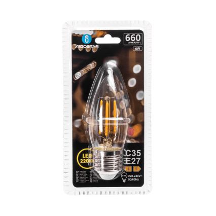 LED Spuldze FILAMENT C35 E27/6W/230V 2200K - Aigostar