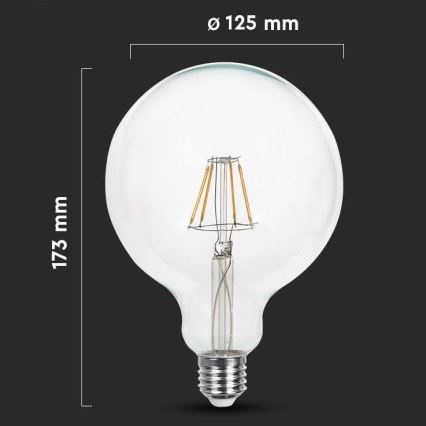 LED Spuldze FILAMENT G125 E27/10W/230V 3000K