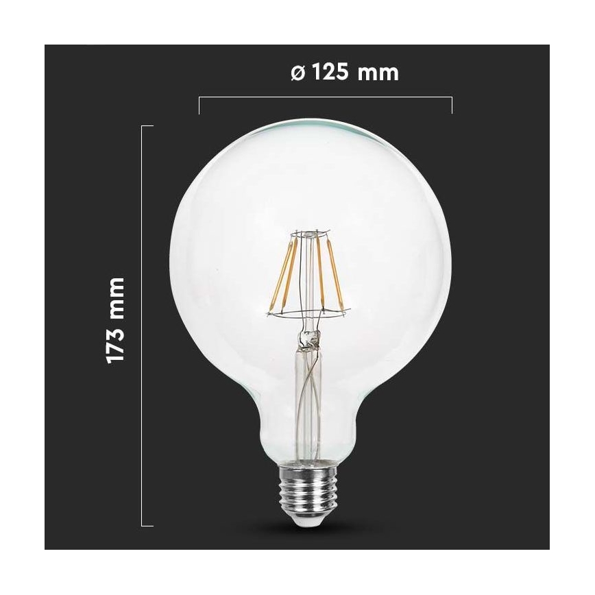 LED Spuldze FILAMENT G125 E27/10W/230V 3000K